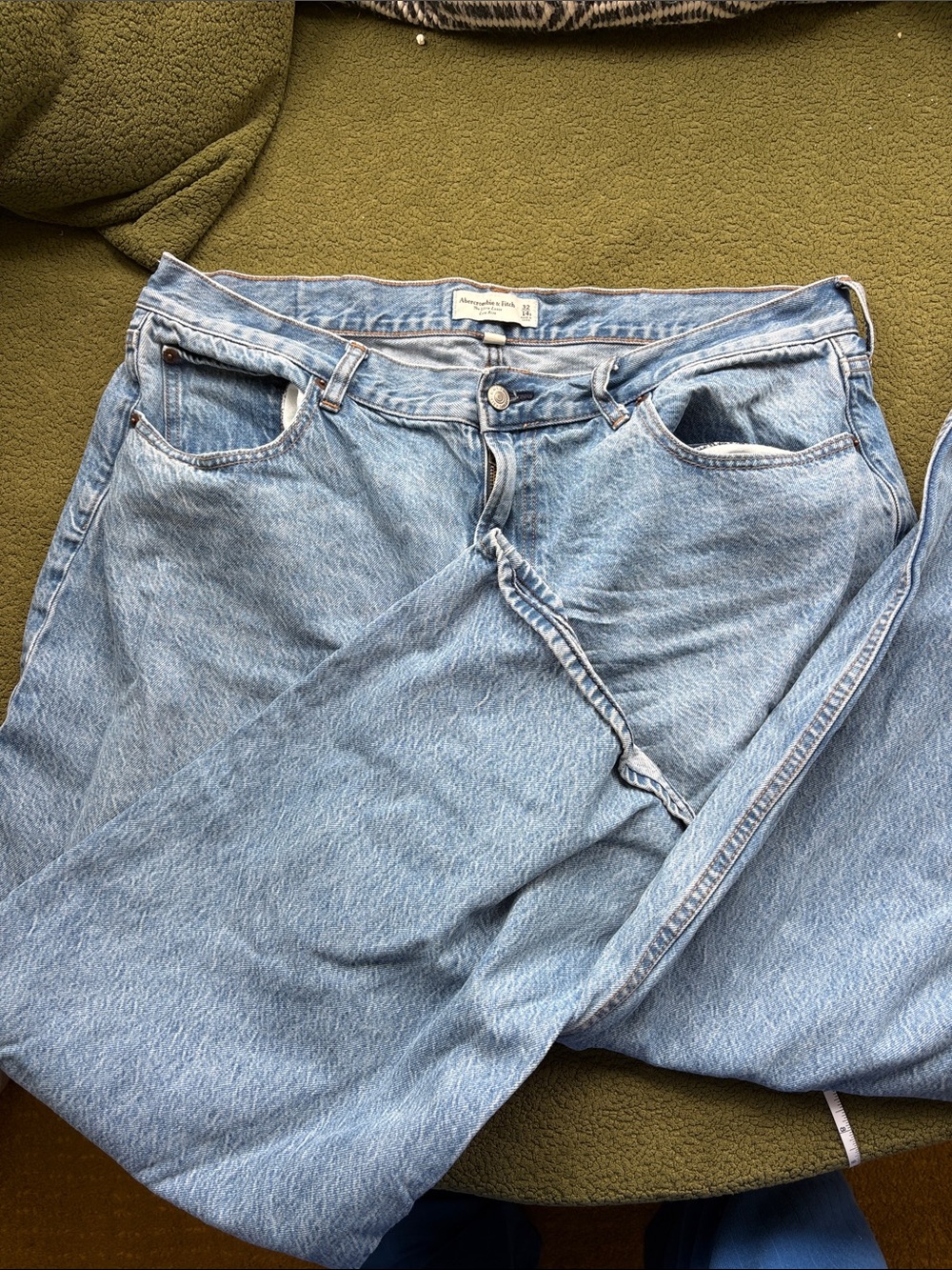 Abercrombie & Fitch Light Blue Curve Love Wide Leg Jeans